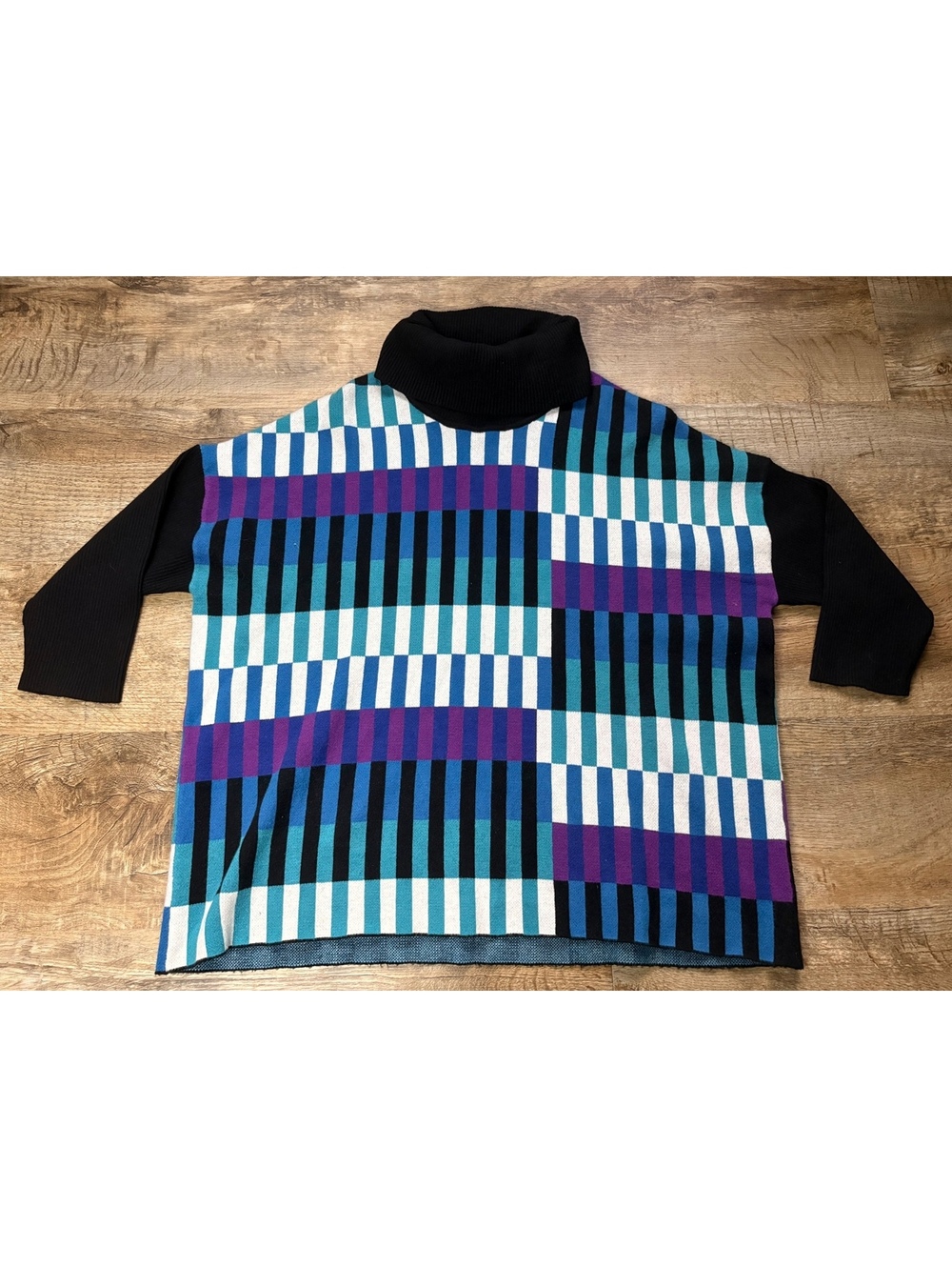 MULTIPLES Oversized Women's Colorblock Turtleneck Sweater Size Medium Large